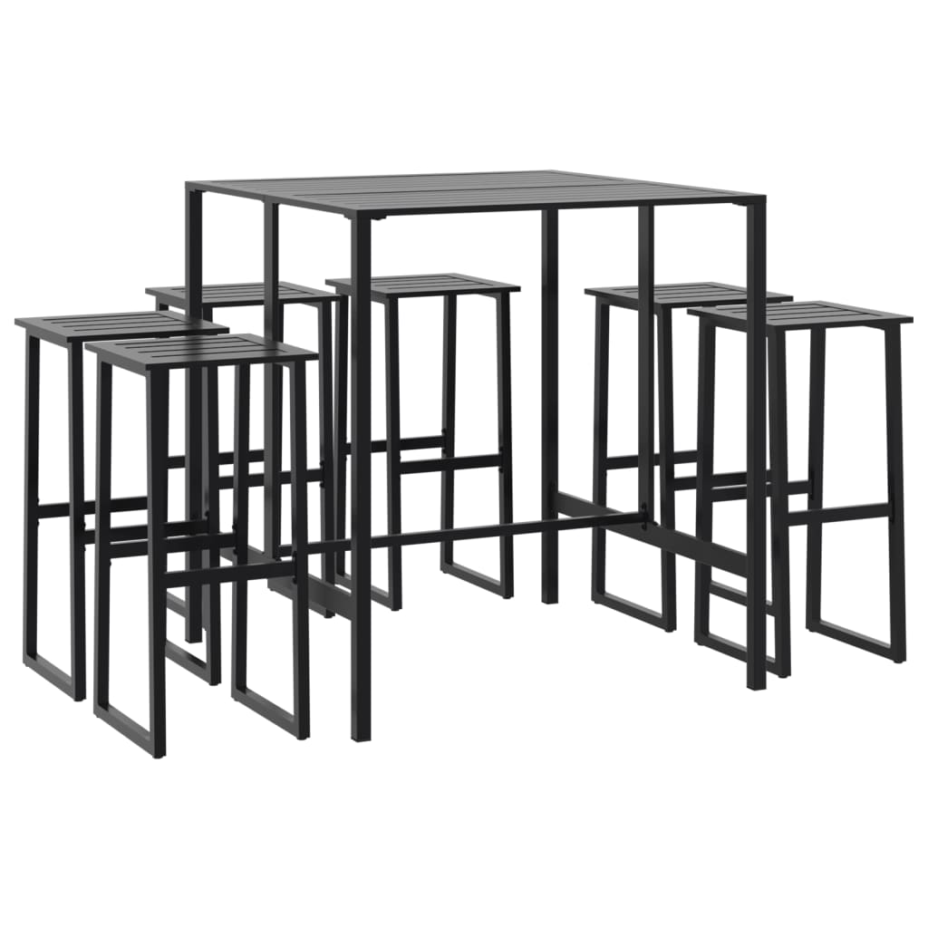 7-Tlg. Gartenbar-Set Schwarz Pulverbeschichteter Stahl