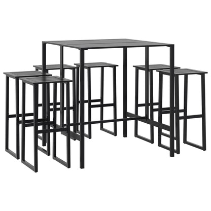 7-Tlg. Gartenbar-Set Schwarz Pulverbeschichteter Stahl