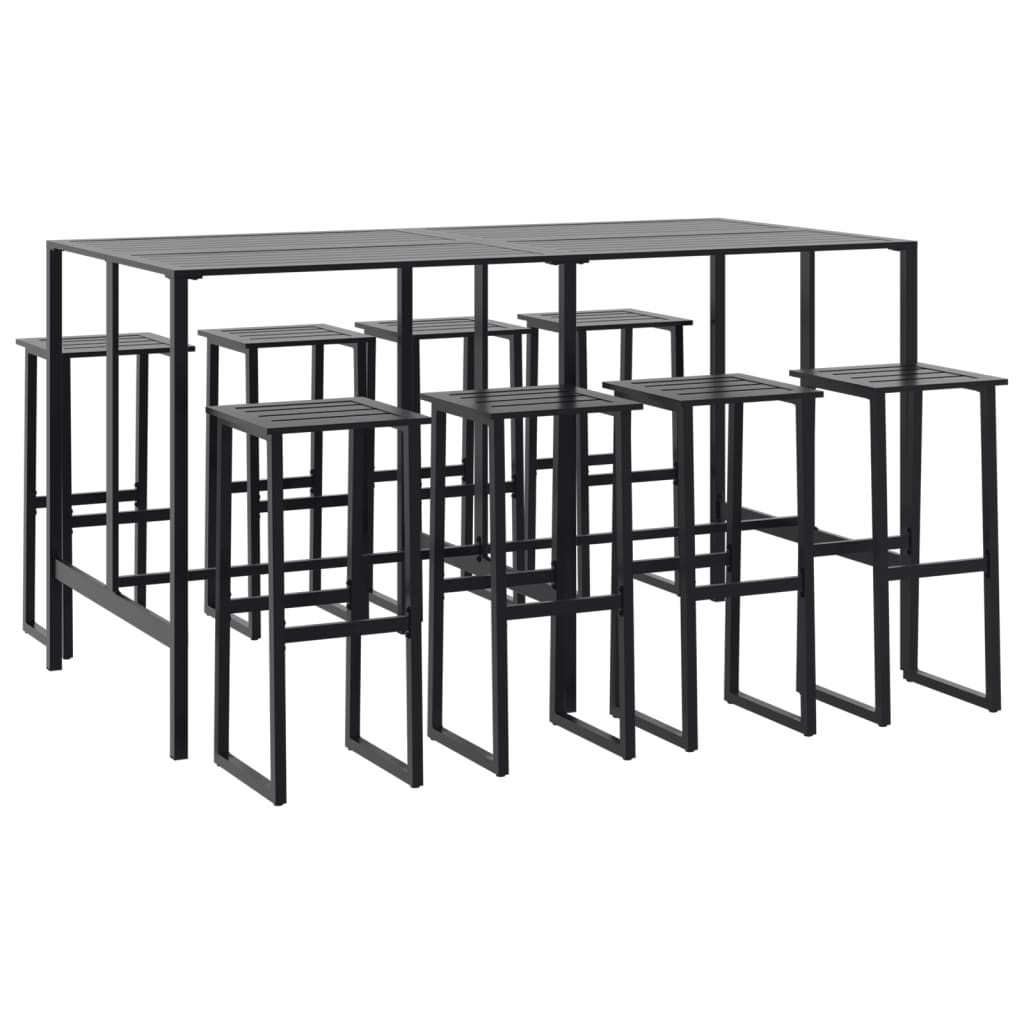 9-Tlg. Gartenbar-Set Schwarz Pulverbeschichteter Stahl