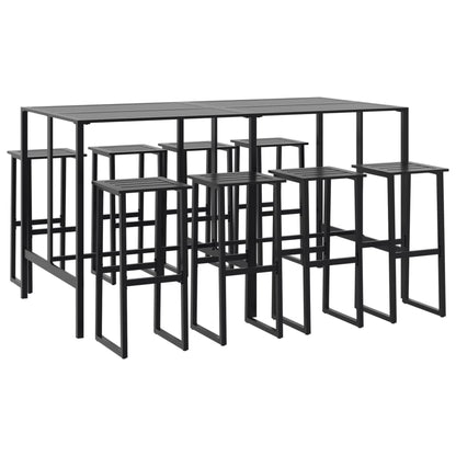 9-Tlg. Gartenbar-Set Schwarz Pulverbeschichteter Stahl