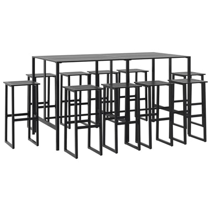 11-Tlg. Gartenbar-Set Schwarz Pulverbeschichteter Stahl