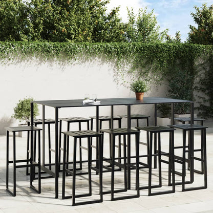 11-Tlg. Gartenbar-Set Schwarz Pulverbeschichteter Stahl