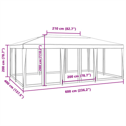 Partyzelt Mit 10 Mesh-Seitenteilen 6X4 M Hdpe