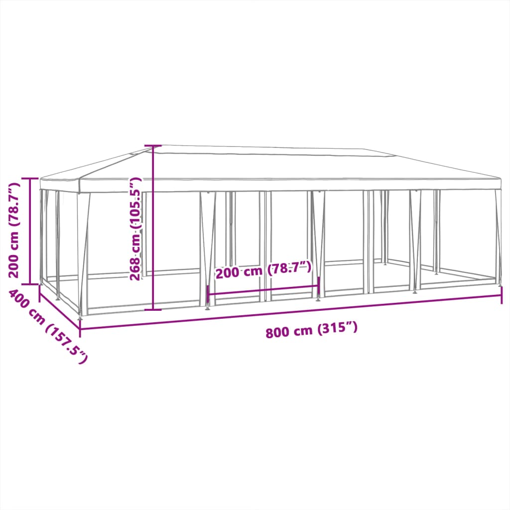 Partyzelt Mit 12 Mesh-Seitenteilen Hdpe