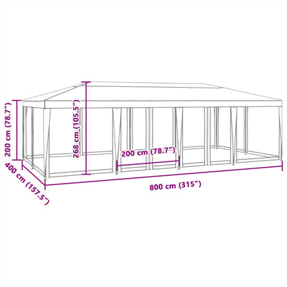 Partyzelt Mit 12 Mesh-Seitenteilen Hdpe
