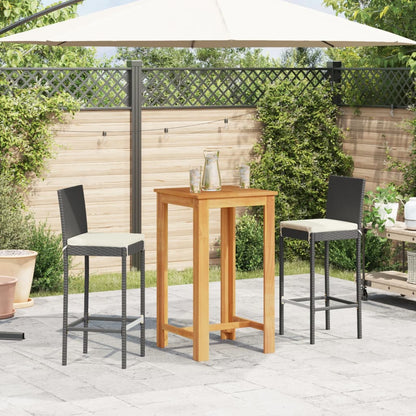 3-Tlg. Gartenbar-Set Massivholz Akazie Und Poly Rattan