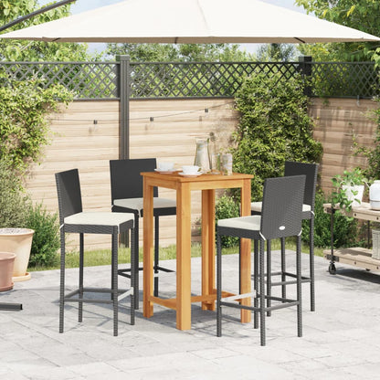5-Tlg. Gartenbar-Set Massivholz Akazie Und Poly Rattan