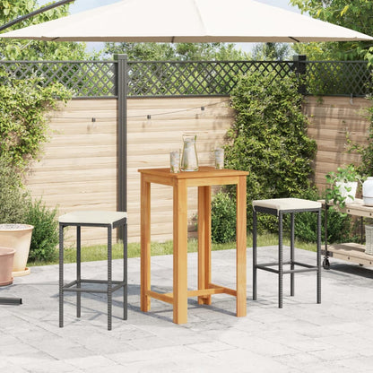 3-Tlg. Gartenbar-Set Massivholz Akazie Und Poly Rattan