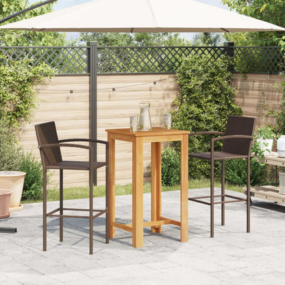 3-Tlg. Gartenbar-Set Massivholz Akazie Und Poly Rattan