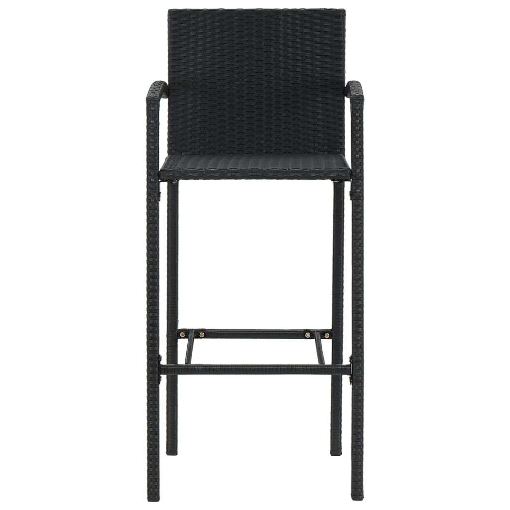 3-Tlg. Gartenbar-Set Schwarz Massivholz Akazie Und Poly Rattan