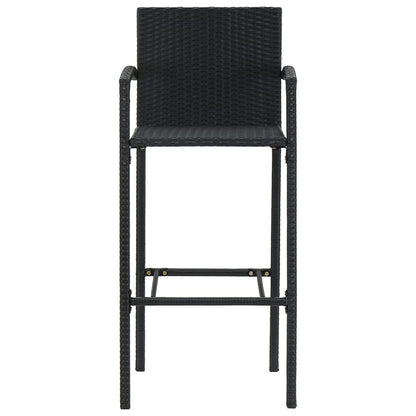 3-Tlg. Gartenbar-Set Schwarz Massivholz Akazie Und Poly Rattan