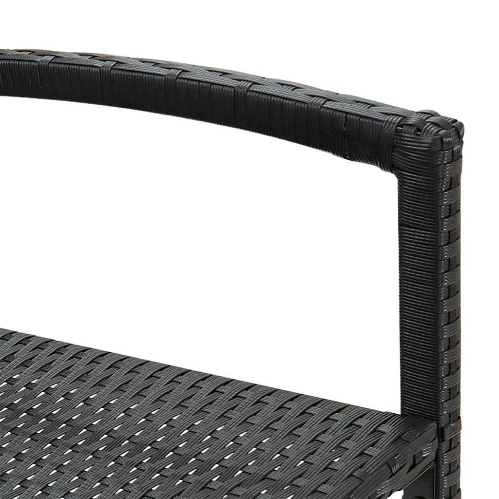 3-Tlg. Gartenbar-Set Schwarz Massivholz Akazie Und Poly Rattan