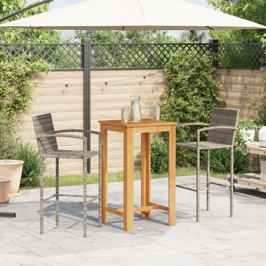 3-Tlg. Gartenbar-Set Massivholz Akazie Und Poly Rattan