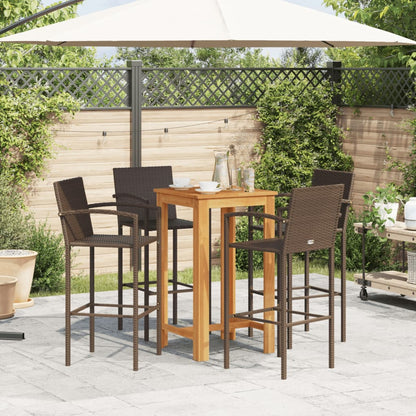 5-Tlg. Gartenbar-Set Massivholz Akazie Und Poly Rattan