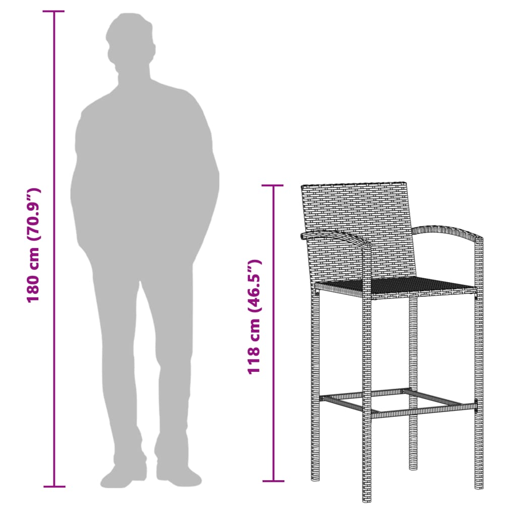 5-Tlg. Gartenbar-Set Massivholz Akazie Und Poly Rattan