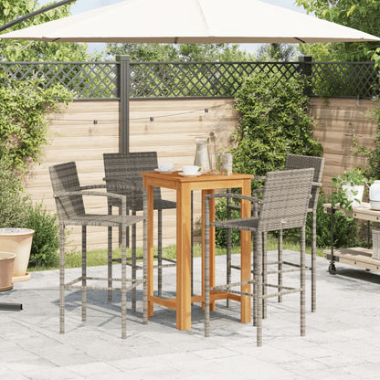 5-Tlg. Gartenbar-Set Massivholz Akazie Und Poly Rattan