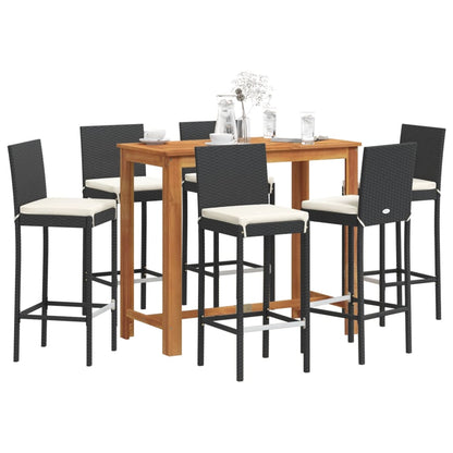 7-Tlg. Gartenbar-Set Massivholz Akazie Und Poly Rattan