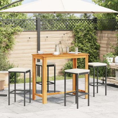 5-Tlg. Gartenbar-Set Massivholz Akazie Und Poly Rattan