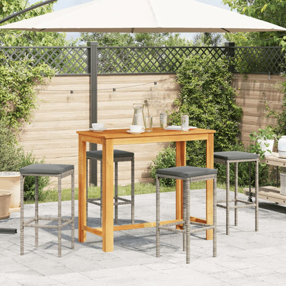 5-Tlg. Gartenbar-Set Massivholz Akazie Und Poly Rattan