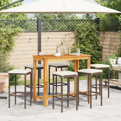7-Tlg. Gartenbar-Set Massivholz Akazie Und Poly Rattan
