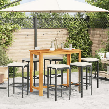 7-Tlg. Gartenbar-Set Massivholz Akazie Und Poly Rattan