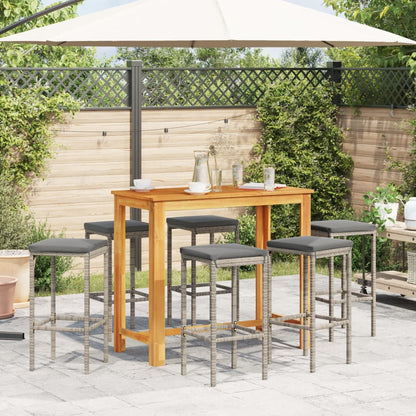 7-Tlg. Gartenbar-Set Massivholz Akazie Und Poly Rattan