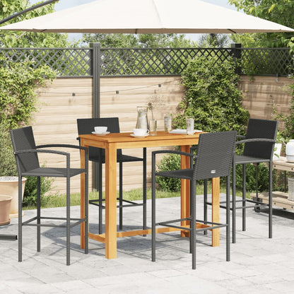 5-Tlg. Gartenbar-Set Massivholz Akazie Und Poly Rattan