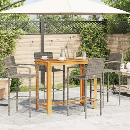 5-Tlg. Gartenbar-Set Massivholz Akazie Und Poly Rattan