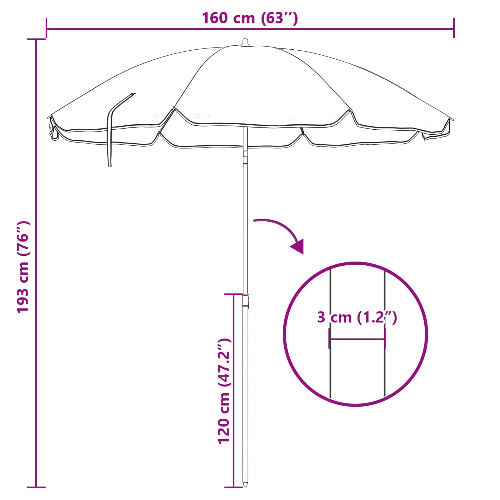 Garten-Sonnenschirm 170T Polyester