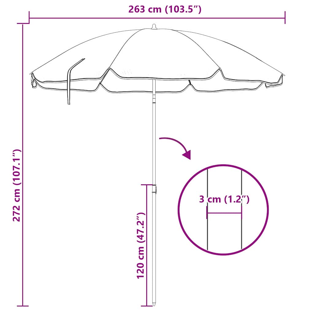 Garten-Sonnenschirm 263 X 263 X 272 Cm 170T Polyester