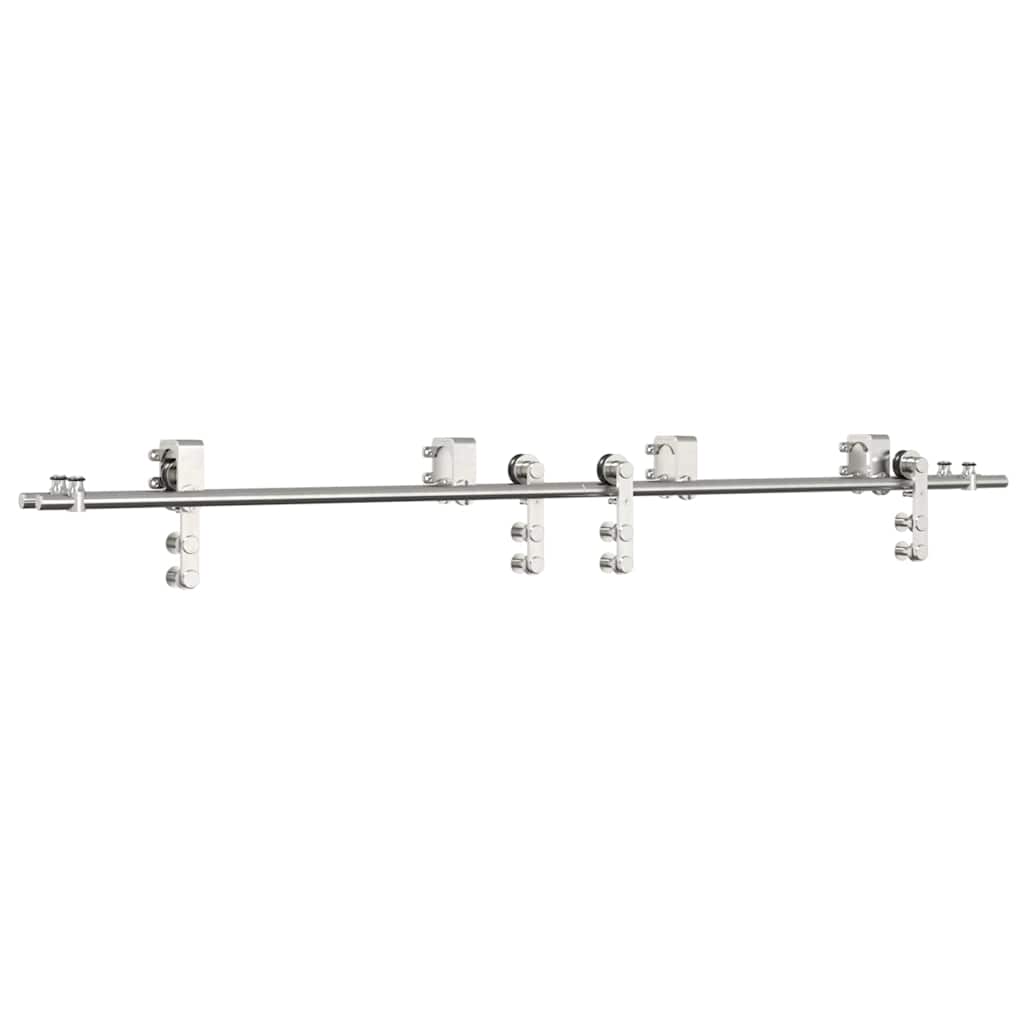 Schiebetür-Beschlagsatz 200 Cm Edelstahl Silbern