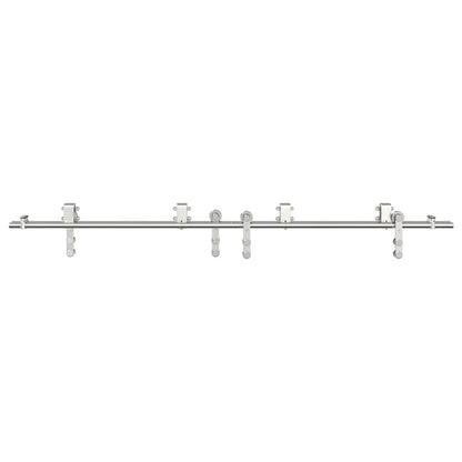 Schiebetür-Beschlagsatz 200 Cm Edelstahl Silbern