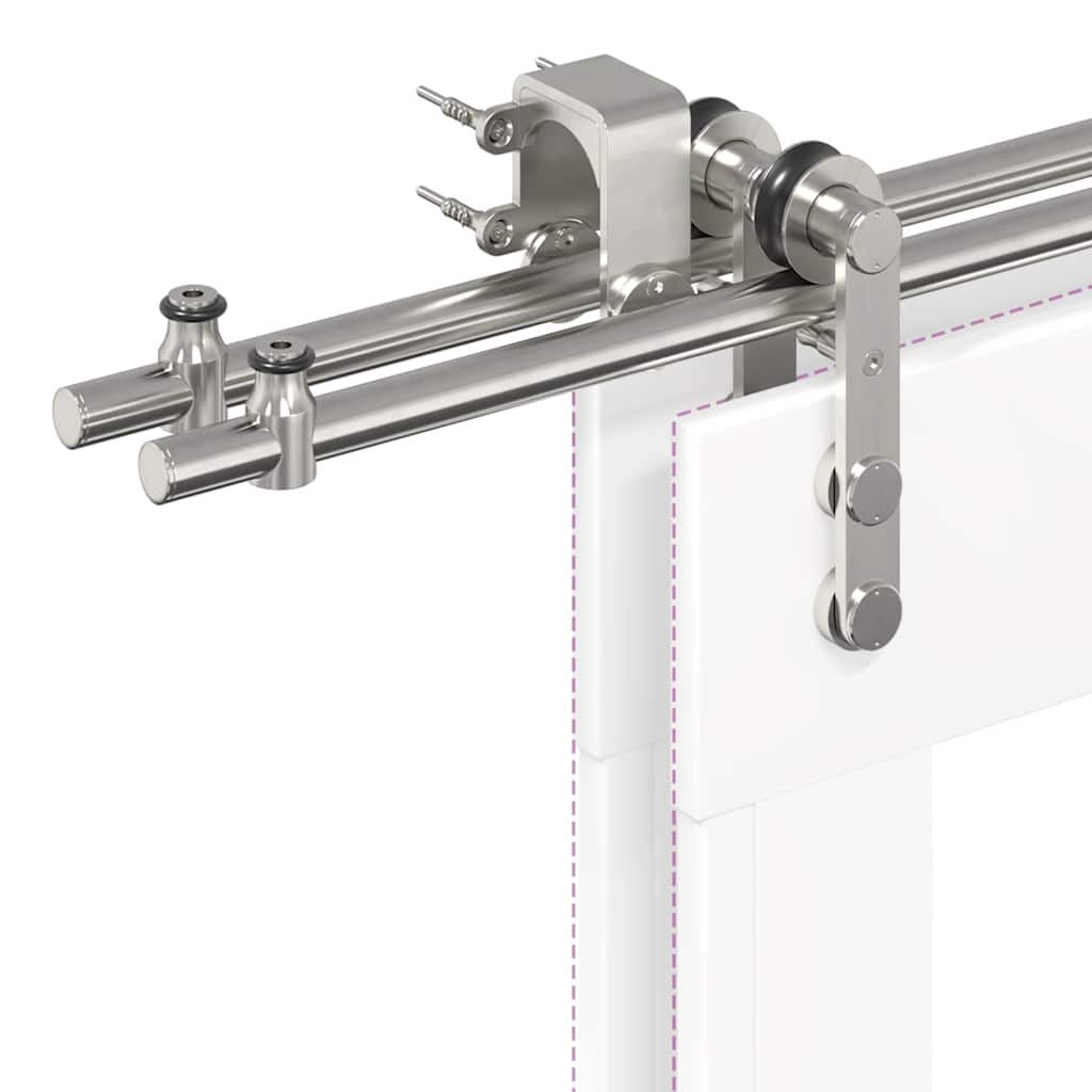 Schiebetür-Beschlagsatz 200 Cm Edelstahl Silbern