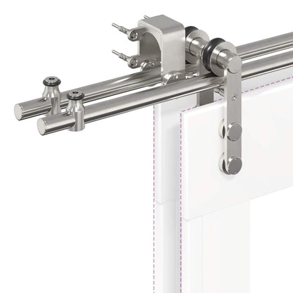 Schiebetür-Beschlagsatz 200 Cm Edelstahl Silbern