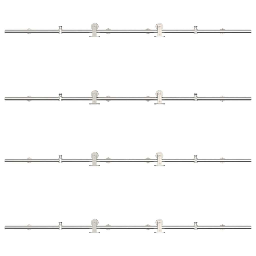 Schiebetür-Beschlagsatz 400 Cm Edelstahl Silbern