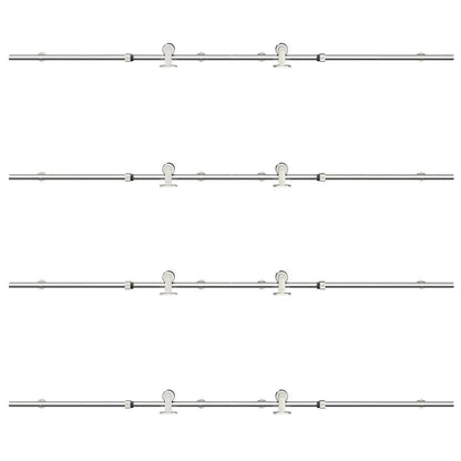 Schiebetür-Beschlagsatz 400 Cm Edelstahl Silbern