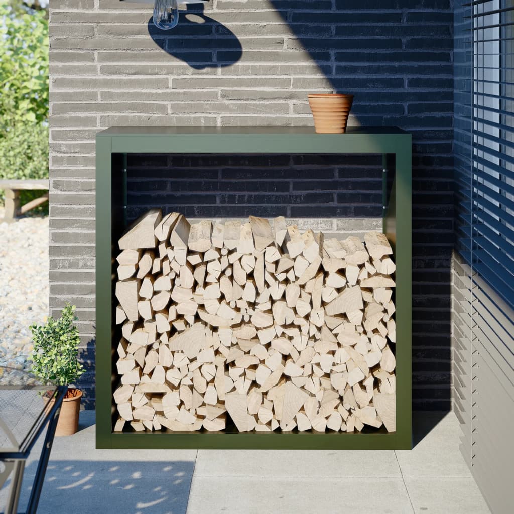 Brennholzregal Grün 100X40X60 Cm Stahl