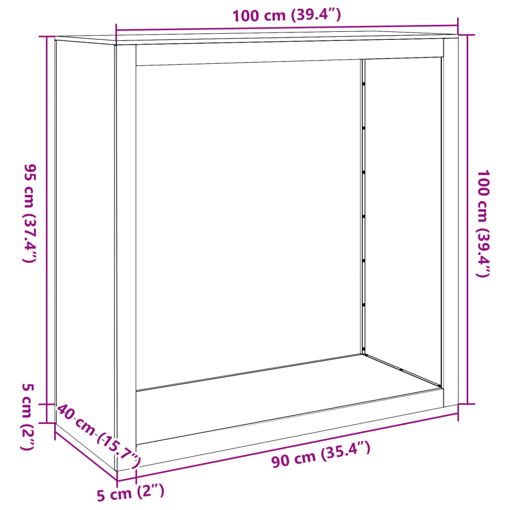Brennholzregal 100X40X100 Cm Wetterfester Stahl