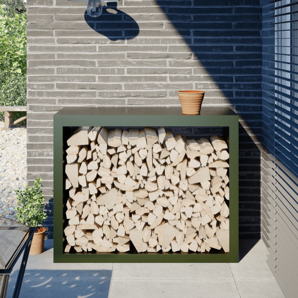 Brennholzregal Grün 100X40X60 Cm Stahl