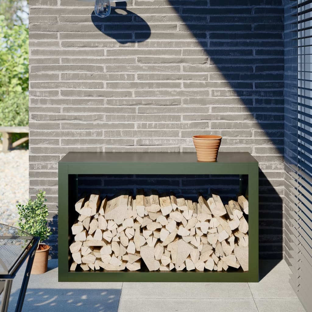 Brennholzregal Grün 100X40X60 Cm Stahl