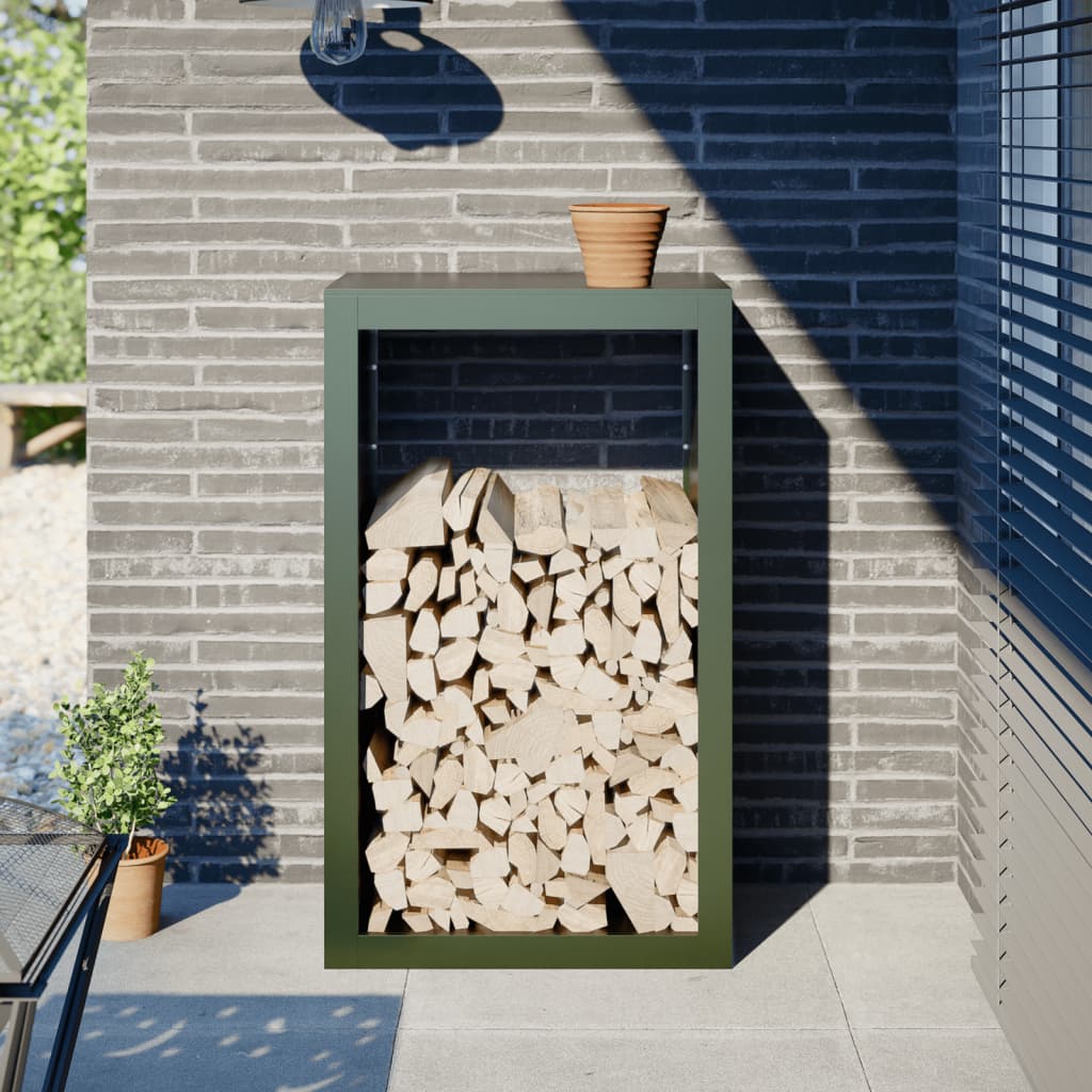 Brennholzregal Grün 100X40X60 Cm Stahl