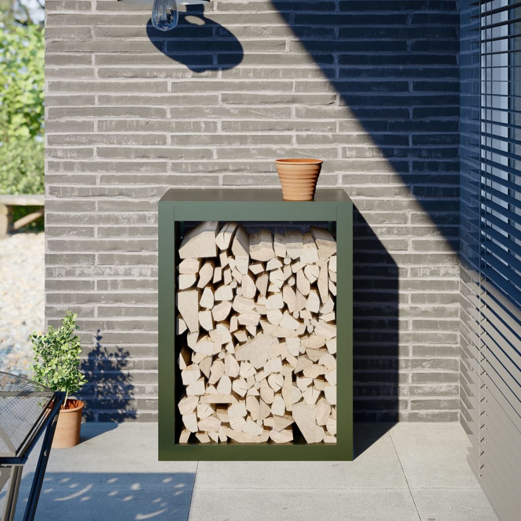 Brennholzregal Grün 100X40X60 Cm Stahl