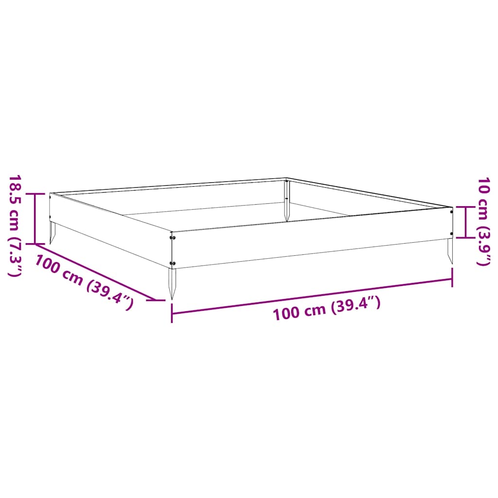 Hochbeet 100X100X18,5 Cm Verzinkter Stahl