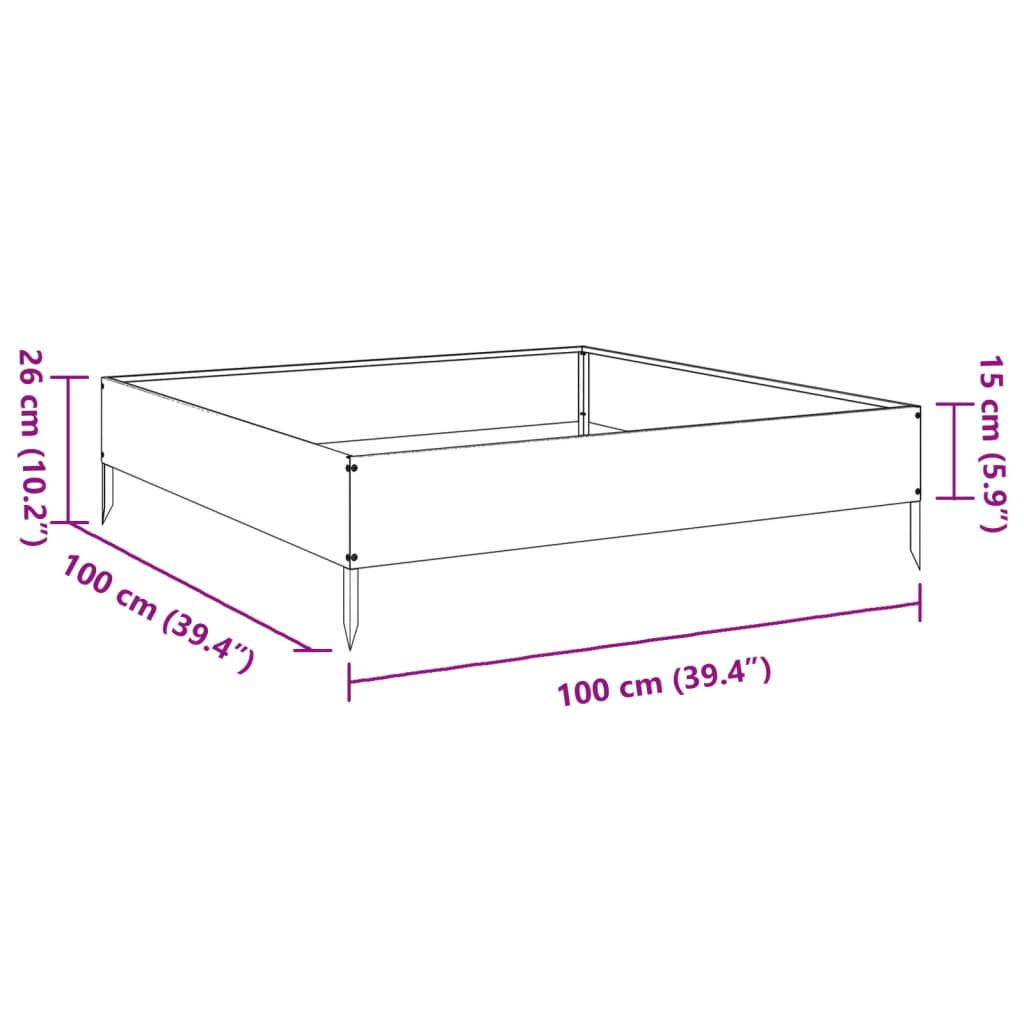 Hochbeet Schwarz 100X100X26 Cm Stahl
