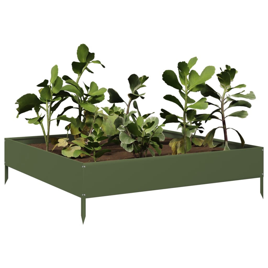 Hochbeet Olivgrün 100X100X26 Cm Stahl