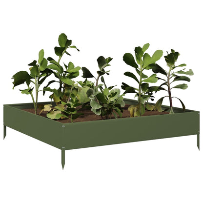 Hochbeet Olivgrün 100X100X26 Cm Stahl