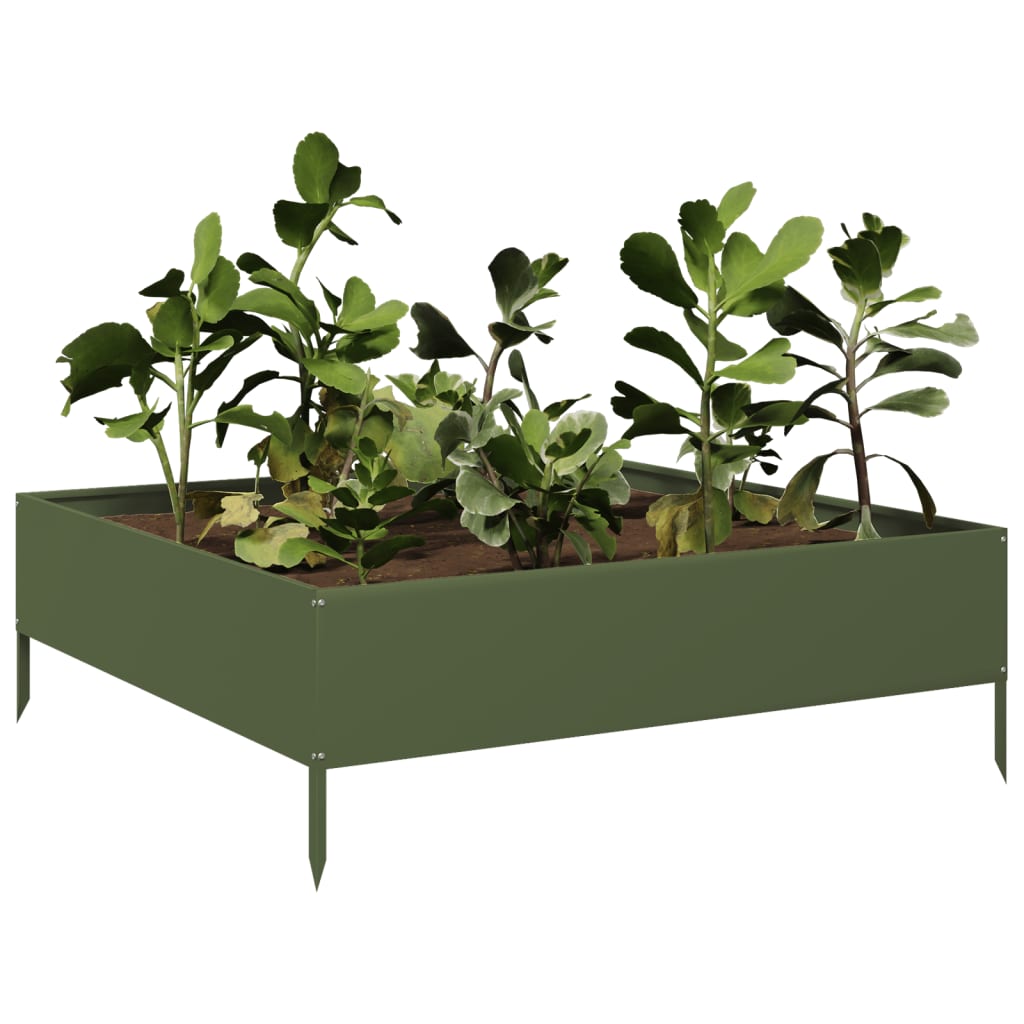 Hochbeet Olivgrün 100X100X33,5 Cm Stahl