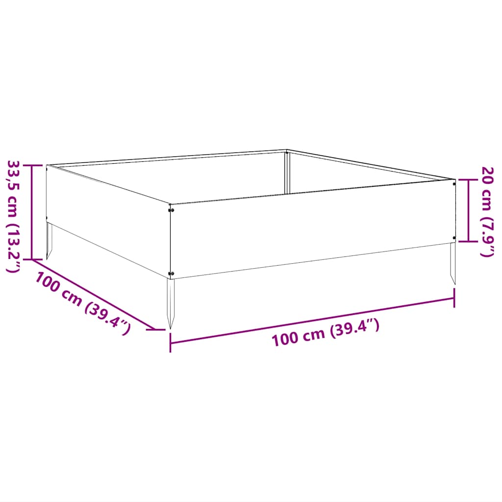 Hochbeet 100X100X33,5 Cm Verzinkter Stahl