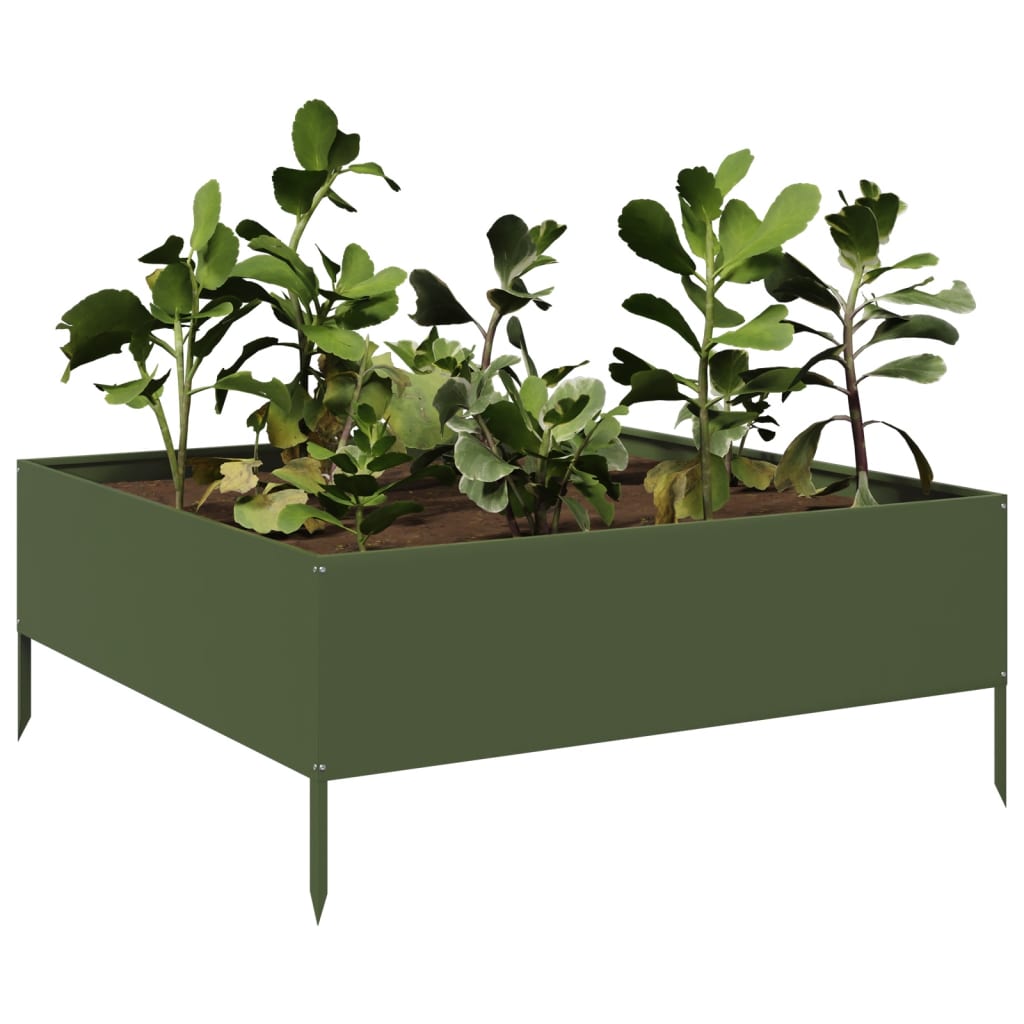 Hochbeet Olivgrün 100X100X41 Cm Stahl