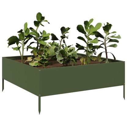 Hochbeet Olivgrün 100X100X41 Cm Stahl